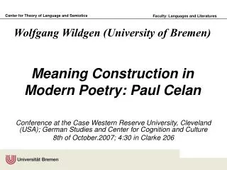 Meaning Construction in Modern Poetry: Paul Celan