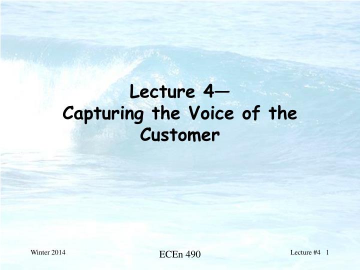 lecture 4 capturing the voice of the customer
