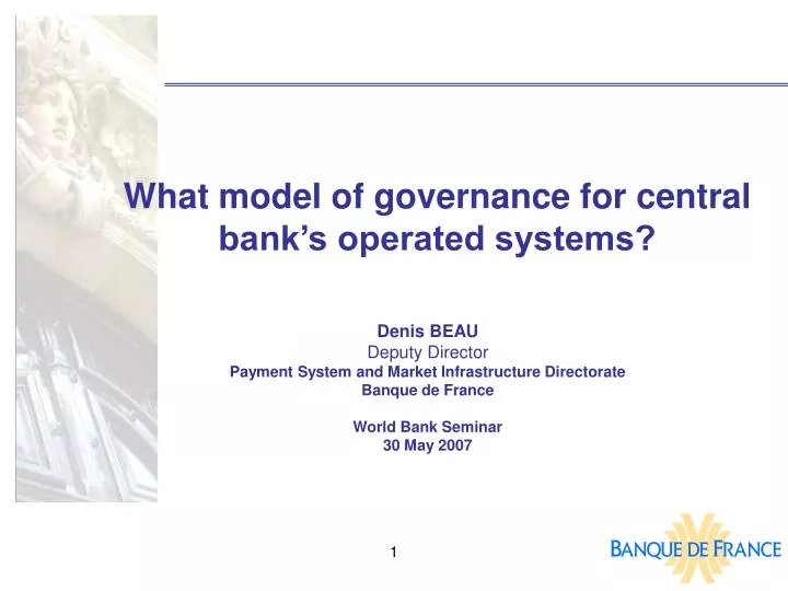what model of governance for central bank s operated systems