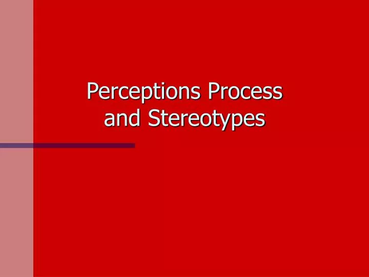 perceptions process and stereotypes