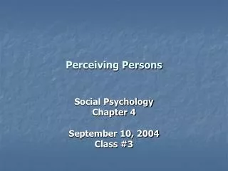 Perceiving Persons