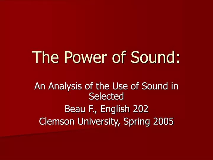 the power of sound
