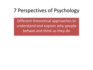 7 Perspectives of Psychology