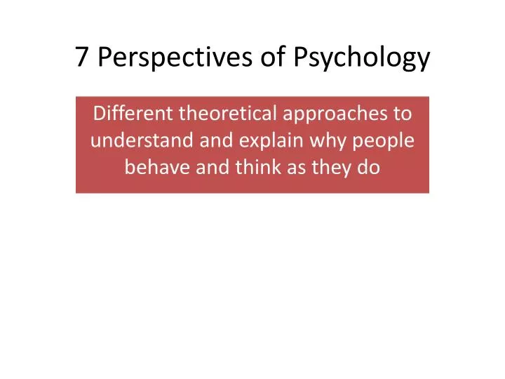 7 perspectives of psychology