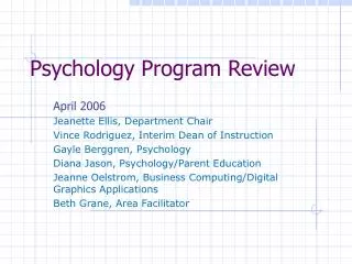Psychology Program Review