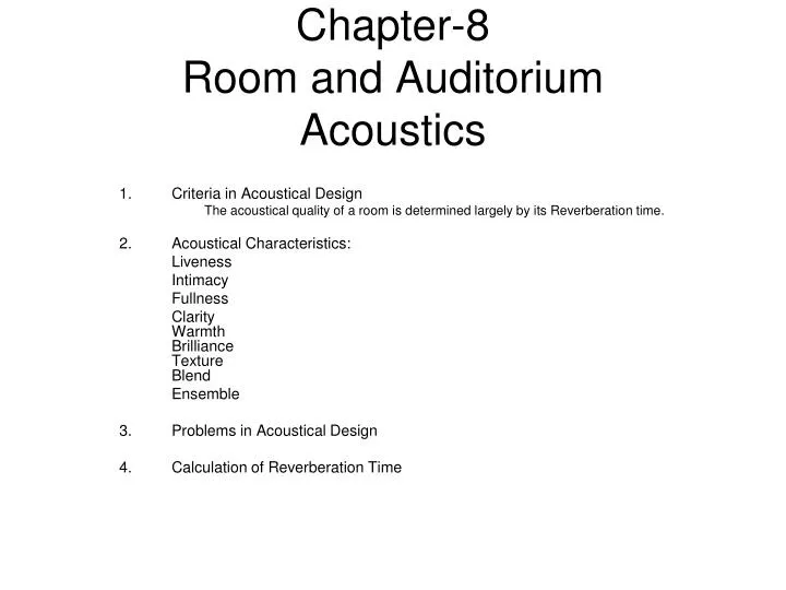 chapter 8 room and auditorium acoustics
