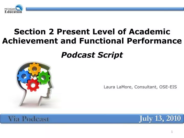 section 2 present level of academic achievement and functional performance podcast script