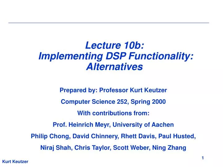 lecture 10b implementing dsp functionality alternatives