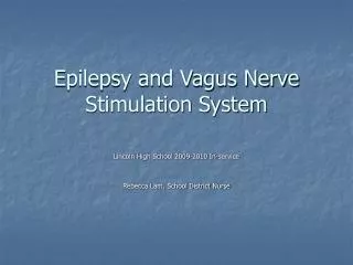 Epilepsy and Vagus Nerve Stimulation System
