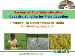Proposal to Government of India for funding support