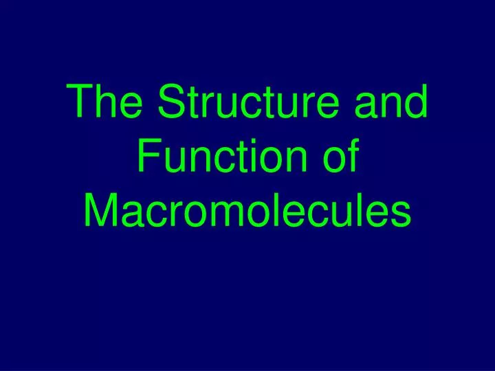 the structure and function of macromolecules