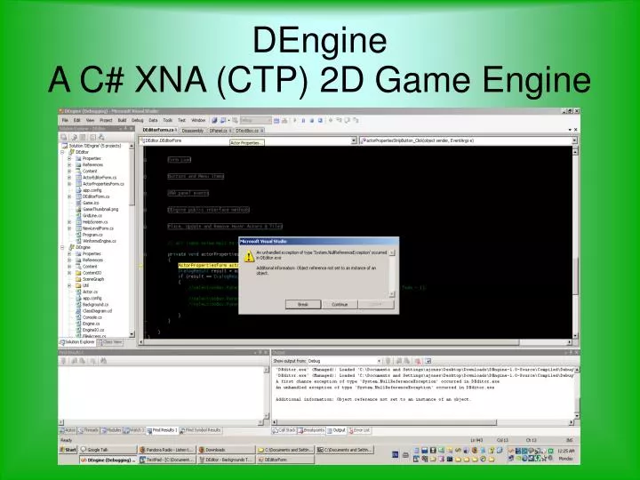 dengine a c xna ctp 2d game engine