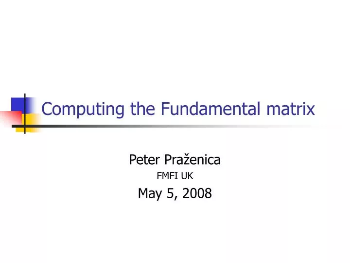 computing the fundamental matrix