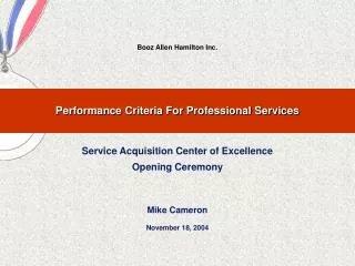 Performance Criteria For Professional Services