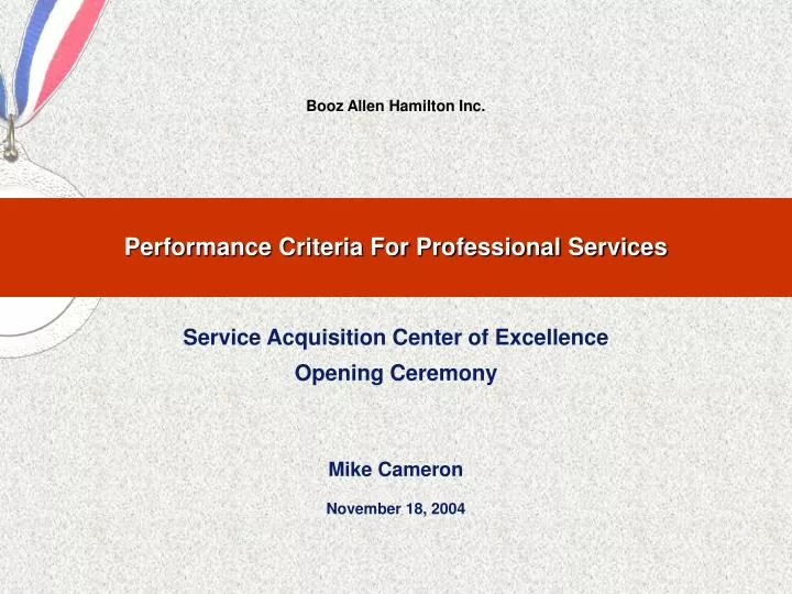 performance criteria for professional services