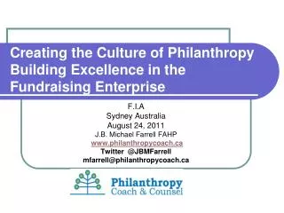 Creating the Culture of Philanthropy Building Excellence in the Fundraising Enterprise
