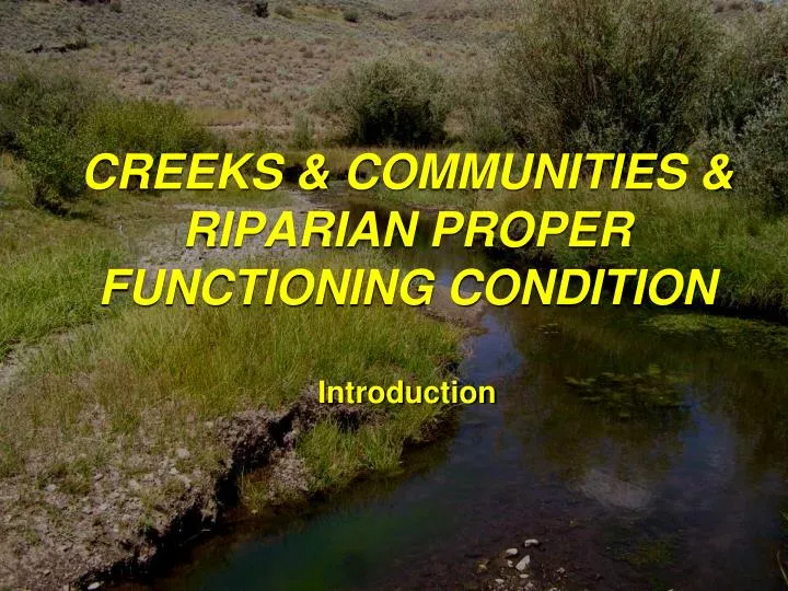creeks communities riparian proper functioning condition introduction
