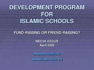 DEVELOPMENT PROGRAM FOR ISLAMIC SCHOOLS