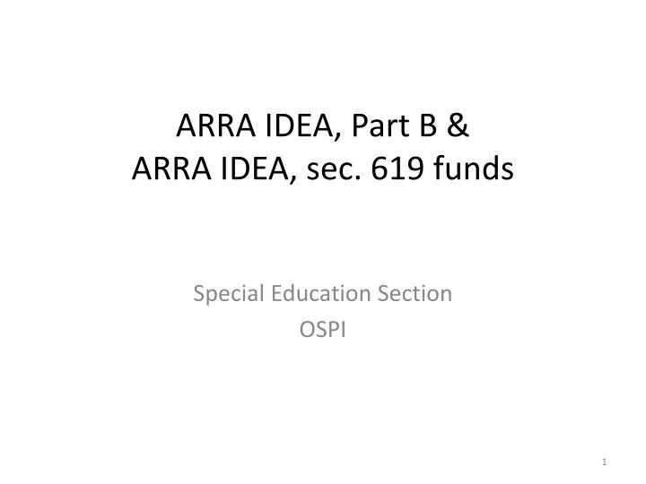 arra idea part b arra idea sec 619 funds