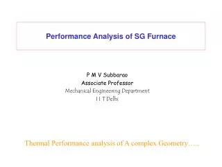 Performance Analysis of SG Furnace