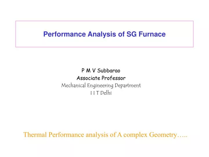 performance analysis of sg furnace