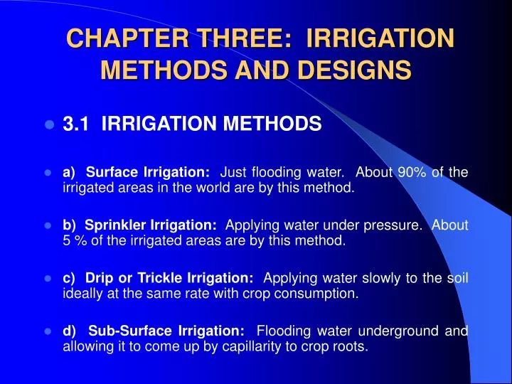 chapter three irrigation methods and designs
