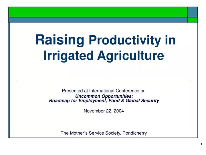 raising productivity in irrigated agriculture