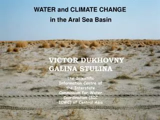 WATER and CLIMATE CHANGE in the Aral Sea Basin