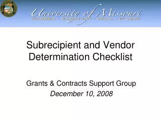 Subrecipient and Vendor Determination Checklist