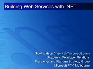 Building Web Services with .NET