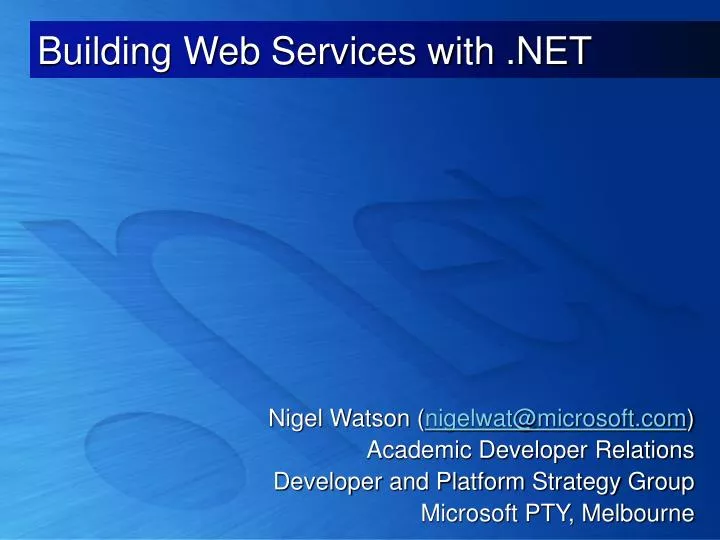 building web services with net