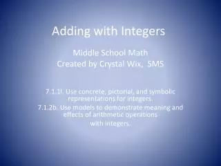 Adding with Integers