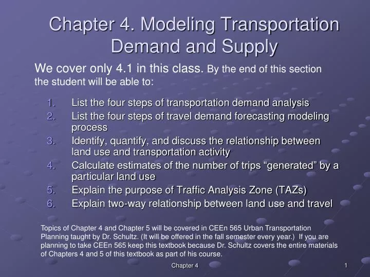 chapter 4 modeling transportation demand and supply