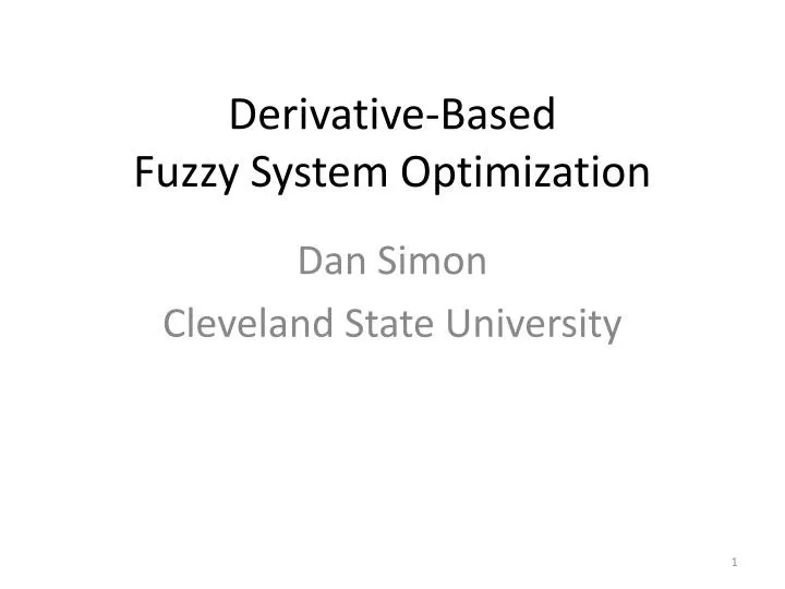 derivative based fuzzy system optimization