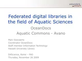 Federated digital libraries in the field of Aquatic Sciences