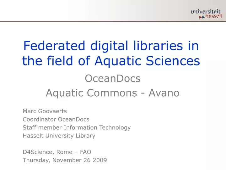 federated digital libraries in the field of aquatic sciences