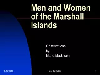 Men and Women of the Marshall Islands