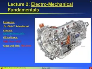 Lecture 2: Electro-Mechanical Fundamentals