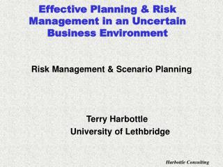 Effective Planning &amp; Risk Management in an Uncertain Business Environment