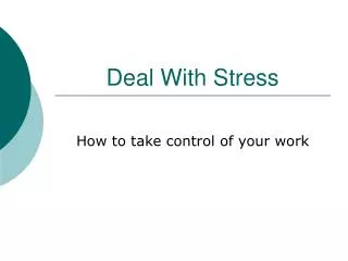 Deal With Stress