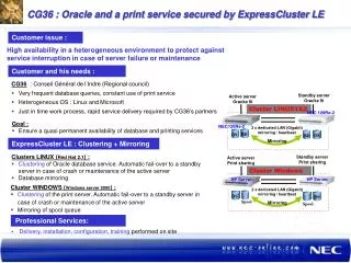 CG36 : Oracle and a print service secured by ExpressCluster LE