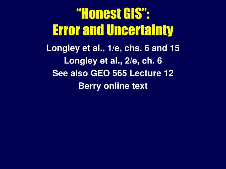 honest gis error and uncertainty