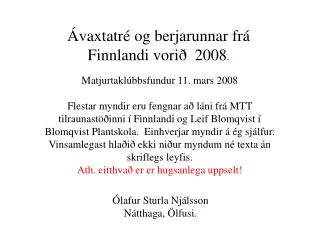 Ávaxtatré og berjarunnar frá Finnlandi vorið 2008 .