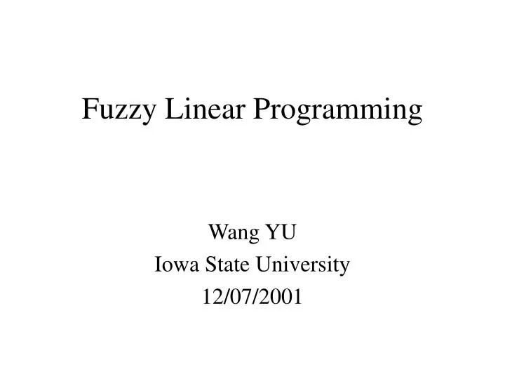 fuzzy linear programming