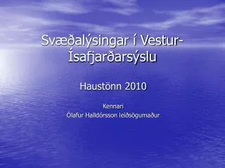 Svæðalýsingar í Vestur-Ísafjarðarsýslu