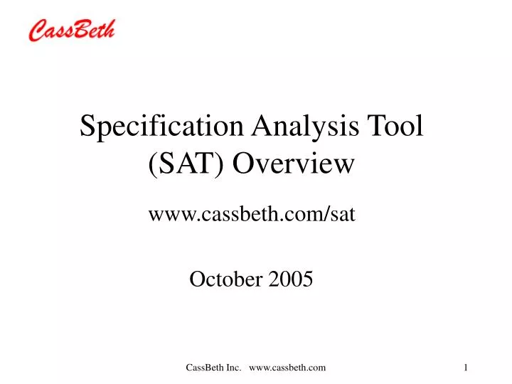 specification analysis tool sat overview