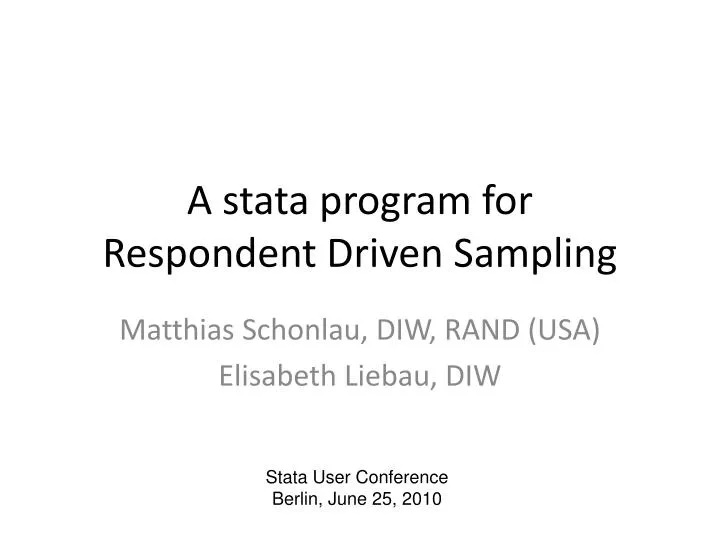 a stata program for respondent driven sampling
