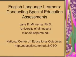English Language Learners: Conducting Special Education Assessments