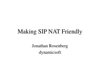 Making SIP NAT Friendly