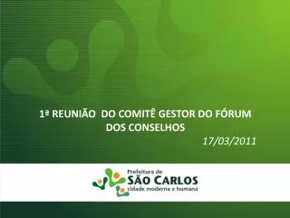 1ª REUNIÃO DO COMITÊ GESTOR DO FÓRUM DOS CONSELHOS 17/03/2011